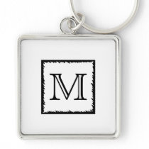 Your Letter. Custom Monogram. Black and White Keychain