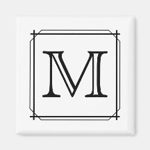 Your Letter. Custom Monogram. Black and White Fridge Magnet