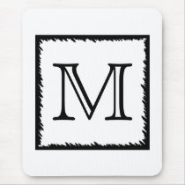 Your Letter. Custom Monogram. Black and White Mousepads