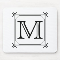 Your Letter. Custom Monogram. Black and White Mouse Pads