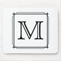 Your Letter. Custom Monogram. Black and White Mouse Pads