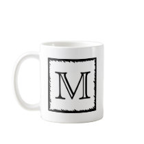 Your Letter. Custom Monogram. Black and White Mug