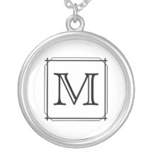 Your Letter. Custom Monogram. Black and White Personalized Necklace