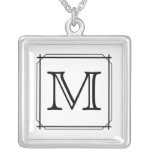 Your Letter. Custom Monogram. Black and White Personalized Necklace