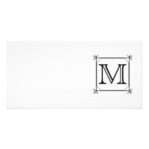 Your Letter. Custom Monogram. Black and White Custom Photo Card