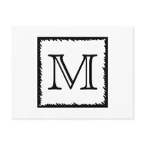 Your Letter. Custom Monogram. Black and White Postcard