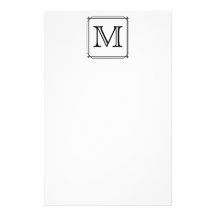 Your Letter. Custom Monogram. Black and White Personalized Stationery