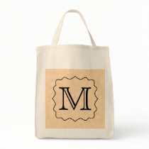 Your Letter. Custom Monogram. Black & Parchment Bags