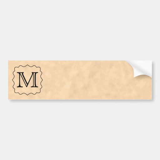 Your Letter. Custom Monogram. Black & Parchment Bumper Stickers