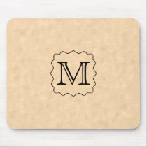 Your Letter. Custom Monogram. Black & Parchment Mouse Pad