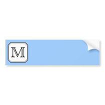 Your Letter. Custom Monogram. Blue Black White. Bumper Stickers