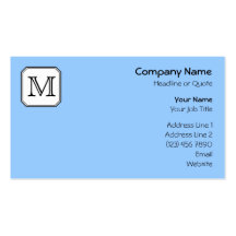 Your Letter. Custom Monogram. Blue Black White. Business Card Templates