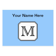 Your Letter. Custom Monogram. Blue Black White. Business Cards