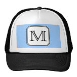 Your Letter. Custom Monogram. Blue Black White. Mesh Hat