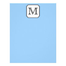Your Letter. Custom Monogram. Blue Black White. Letterhead Design