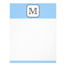 Your Letter. Custom Monogram. Blue Black White. Customized Letterhead