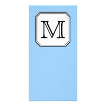 Your Letter. Custom Monogram. Blue Black White. Photo Card