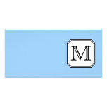 Your Letter. Custom Monogram. Blue Black White. Photo Cards