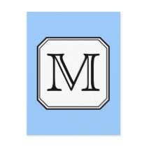 Your Letter. Custom Monogram. Blue Black White. Postcard