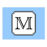 Your Letter. Custom Monogram. Blue Black White. Postcard