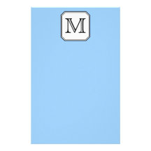 Your Letter. Custom Monogram. Blue Black White. Stationery Paper