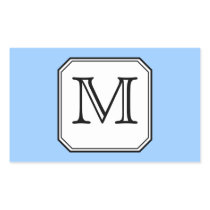 Your Letter. Custom Monogram. Blue Black White. Sticker