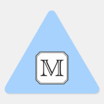 Your Letter. Custom Monogram. Blue Black White. Triangle Sticker