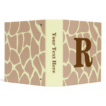 Your Letter. Custom Monogram Giraffe Print Design 3 Ring Binders