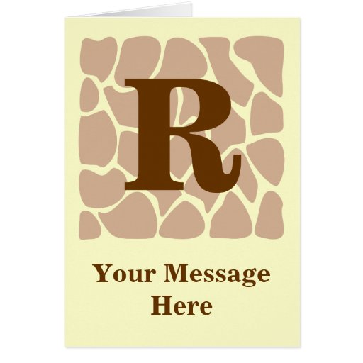 Your Letter. Custom Monogram Giraffe Print Design Card