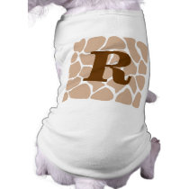Your Letter. Custom Monogram Giraffe Print Design Doggie Tshirt