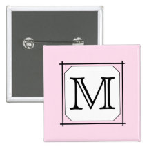Your Letter. Custom Monogram. Pink Black White