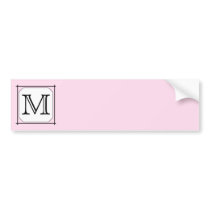Your Letter. Custom Monogram. Pink Black White Bumper Stickers