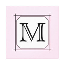 Your Letter. Custom Monogram. Pink Black White. Gallery Wrap Canvas