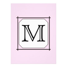 Your Letter. Custom Monogram. Pink Black White Personalized Invite