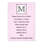 Your Letter. Custom Monogram. Pink Black White. Custom Invite