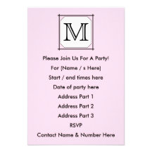 Your Letter. Custom Monogram. Pink Black White. Custom Invite