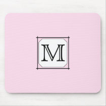 Your Letter. Custom Monogram. Pink Black White Mousepad