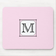 Your Letter. Custom Monogram. Pink Black White Mousepad