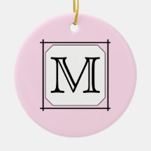 Your Letter. Custom Monogram. Pink Black White Ornaments