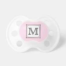 Your Letter. Custom Monogram. Pink Black White. Baby Pacifiers