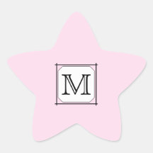 Your Letter. Custom Monogram. Pink Black White Star Sticker