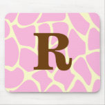 Your Letter Custom Monogram. Pink Giraffe Print. Mouse Pad
