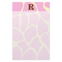 Your Letter Custom Monogram. Pink Giraffe Print. Stationery