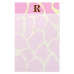 Your Letter Custom Monogram. Pink Giraffe Print. stationery