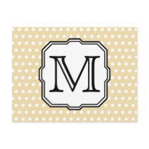 Your Letter. Custom nogram. Beige Polka Dot. Postcard