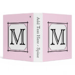 Your Letter. Custom nogram. Pink Black White Binder