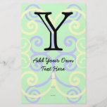 Your Letter. Custom. Pastel Mix Swirl Monogram. Full Color Flyer