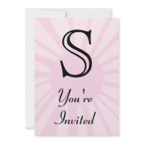 Your Letter. Custom Pink Sun Ray Monogram. Invitations