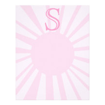 Your Letter. Custom Pink Sun Ray Monogram. Letterhead Template