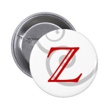 Your Letter. Custom Red Swirl Monogram. Buttons